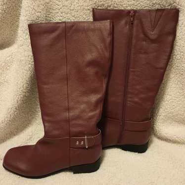 Comfortview Women's Wide Calf Leather Boots, Burg… - image 1