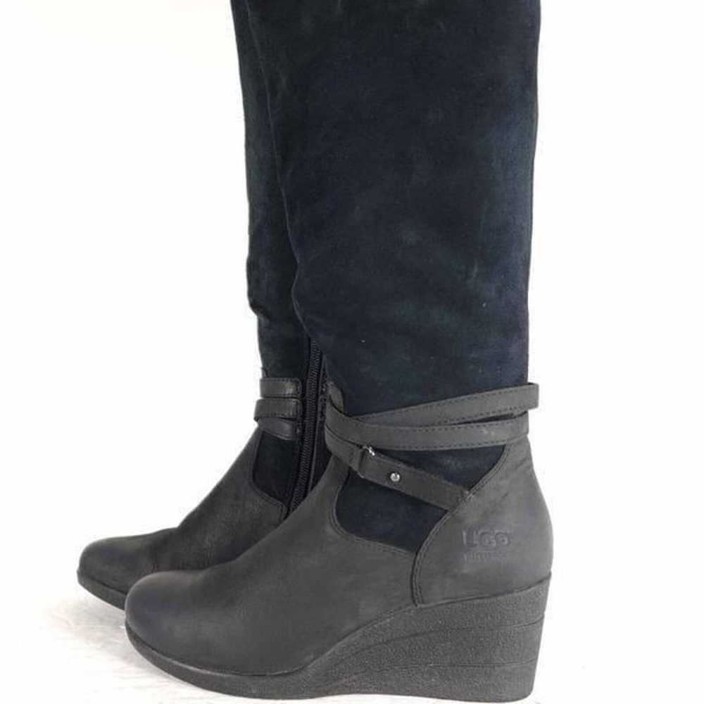 UGG Women's Leslie US7 Black Leather Suede Tall S… - image 2