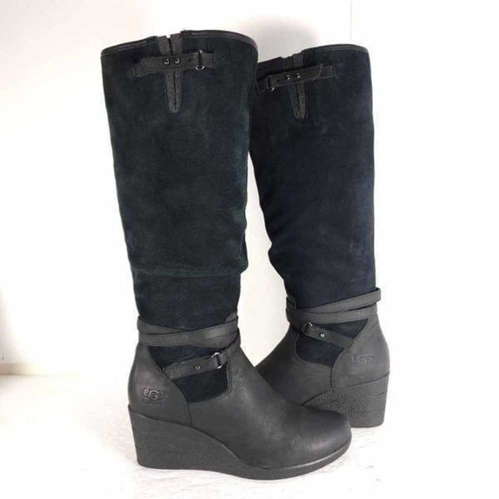 UGG Women's Leslie US7 Black Leather Suede Tall S… - image 8