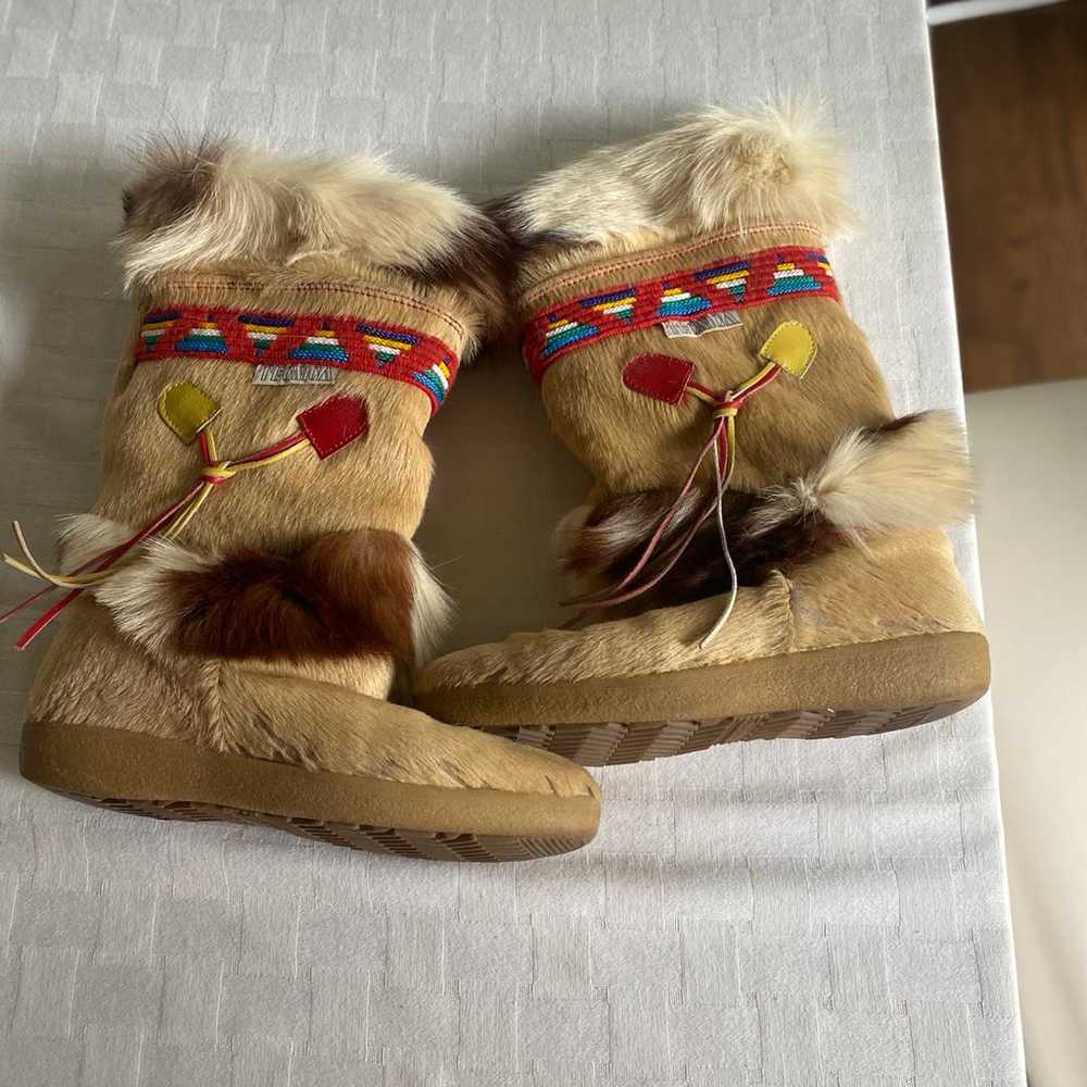 Vintage Tecnica Apres Goat Fur Winter Ski Boots M… - image 1