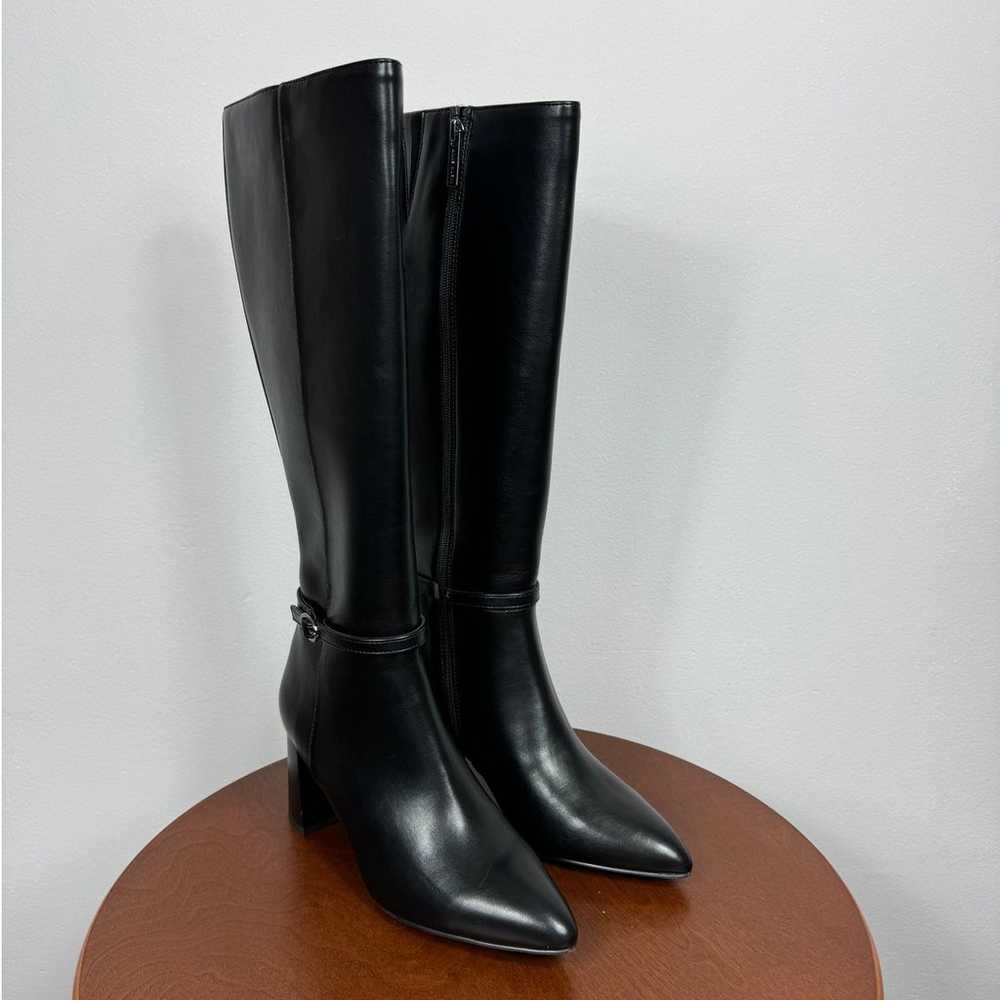 Anne Klein Brenice Tall Boots in Black Faux Leath… - image 1