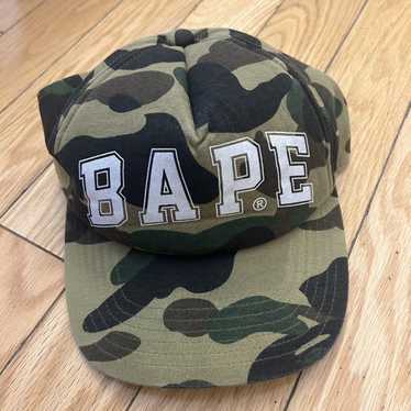 Bape Bape Baseball Cap Green Camo Logo