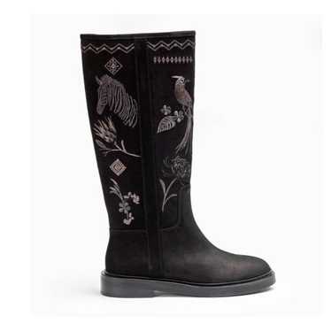 Johnny Was Watipaso Tall Embrodery Black Boot Sz 8 - image 1