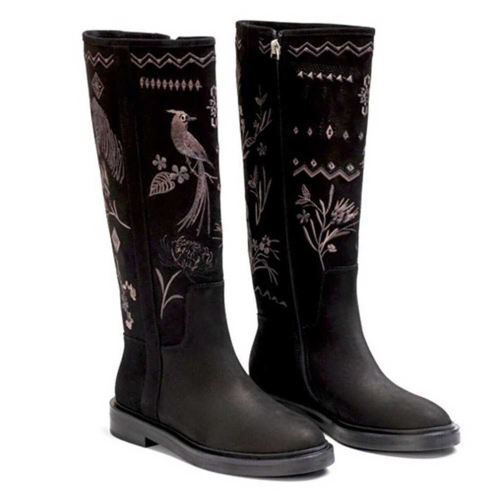 Johnny Was Watipaso Tall Embrodery Black Boot Sz 8 - image 2