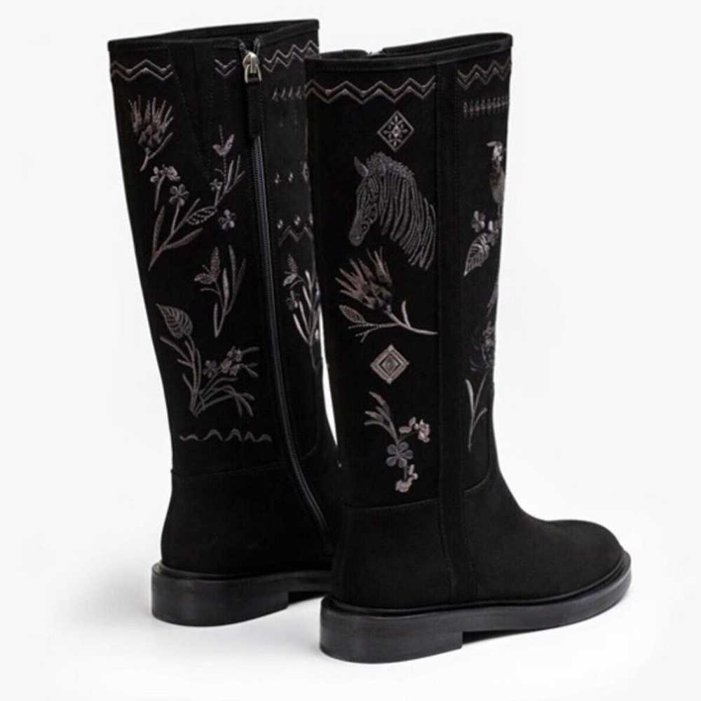 Johnny Was Watipaso Tall Embrodery Black Boot Sz 8 - image 3