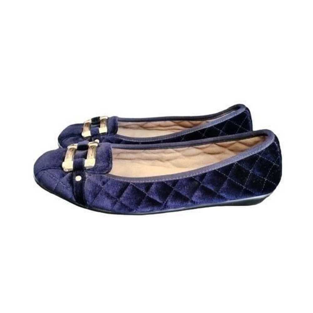 Aerosoles Royal blue gold quilted velvet loafers … - image 1