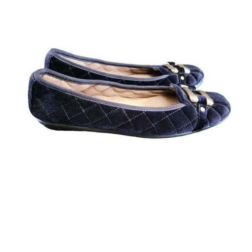 Aerosoles Royal blue gold quilted velvet loafers … - image 2