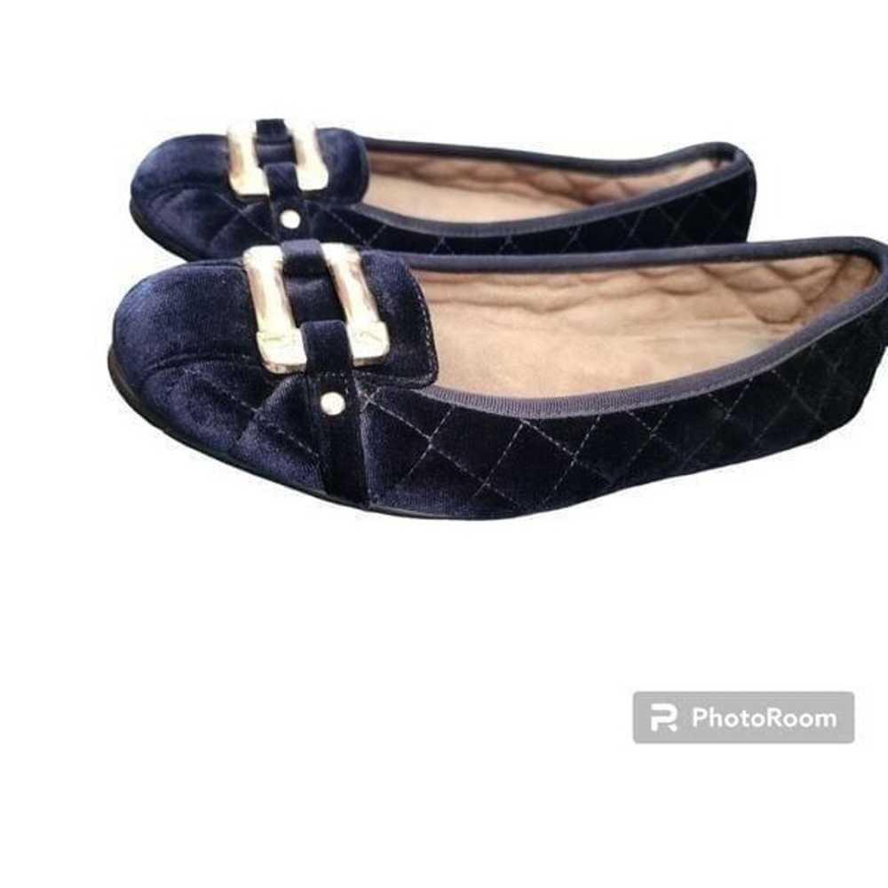 Aerosoles Royal blue gold quilted velvet loafers … - image 3