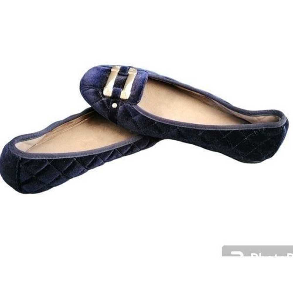 Aerosoles Royal blue gold quilted velvet loafers … - image 4