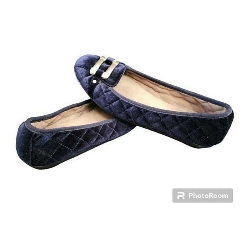 Aerosoles Royal blue gold quilted velvet loafers … - image 5