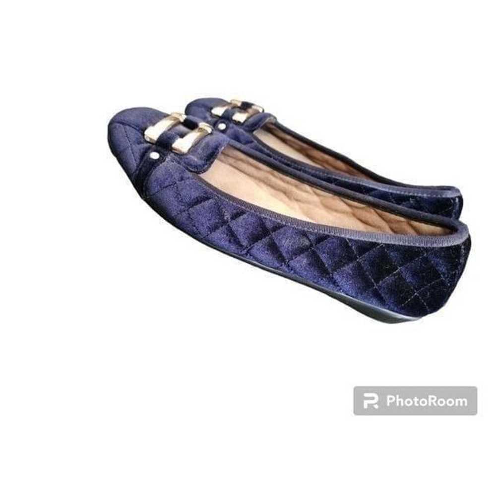 Aerosoles Royal blue gold quilted velvet loafers … - image 7