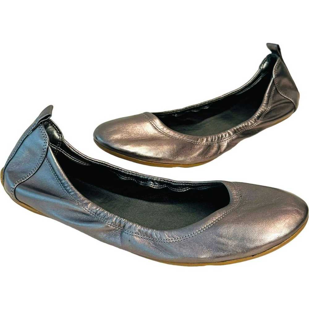 Cole Haan Metallic Silver Leather Round Toe Slip … - image 1