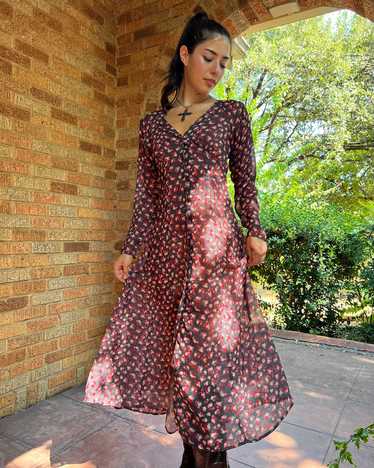 90s semi sheer floral maxi dress (S)