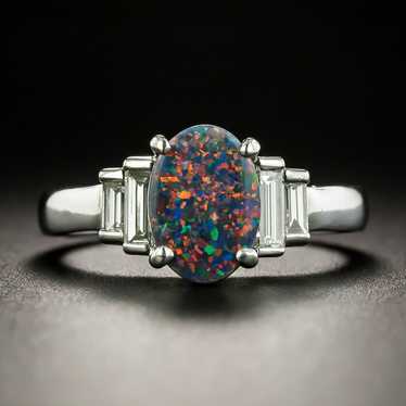 Estate .95 Carat Gem Australian Black Opal and Dia