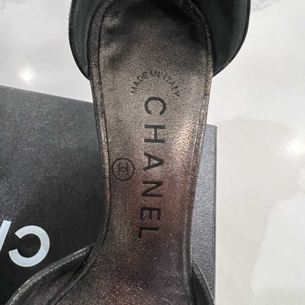 CHANEL DARK GREY METALLIC & patent leather ankle … - image 10