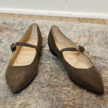 Marc Fisher Suede Mary Jane Flats Olive Green Siz… - image 1