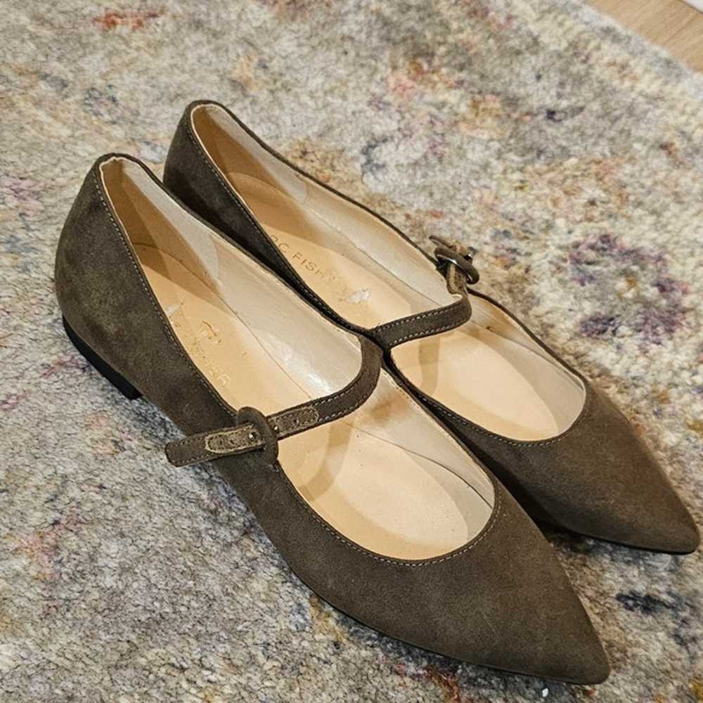 Marc Fisher Suede Mary Jane Flats Olive Green Siz… - image 3