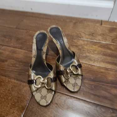 Vintage Women GUCCI Signature Mule Sandals 35C-Pat