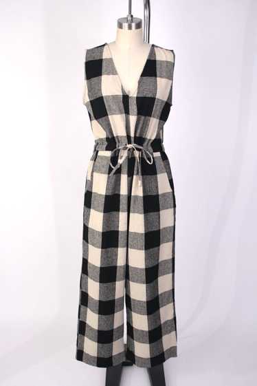 Ali Golden Raw Silk Checkered Jumpsuit