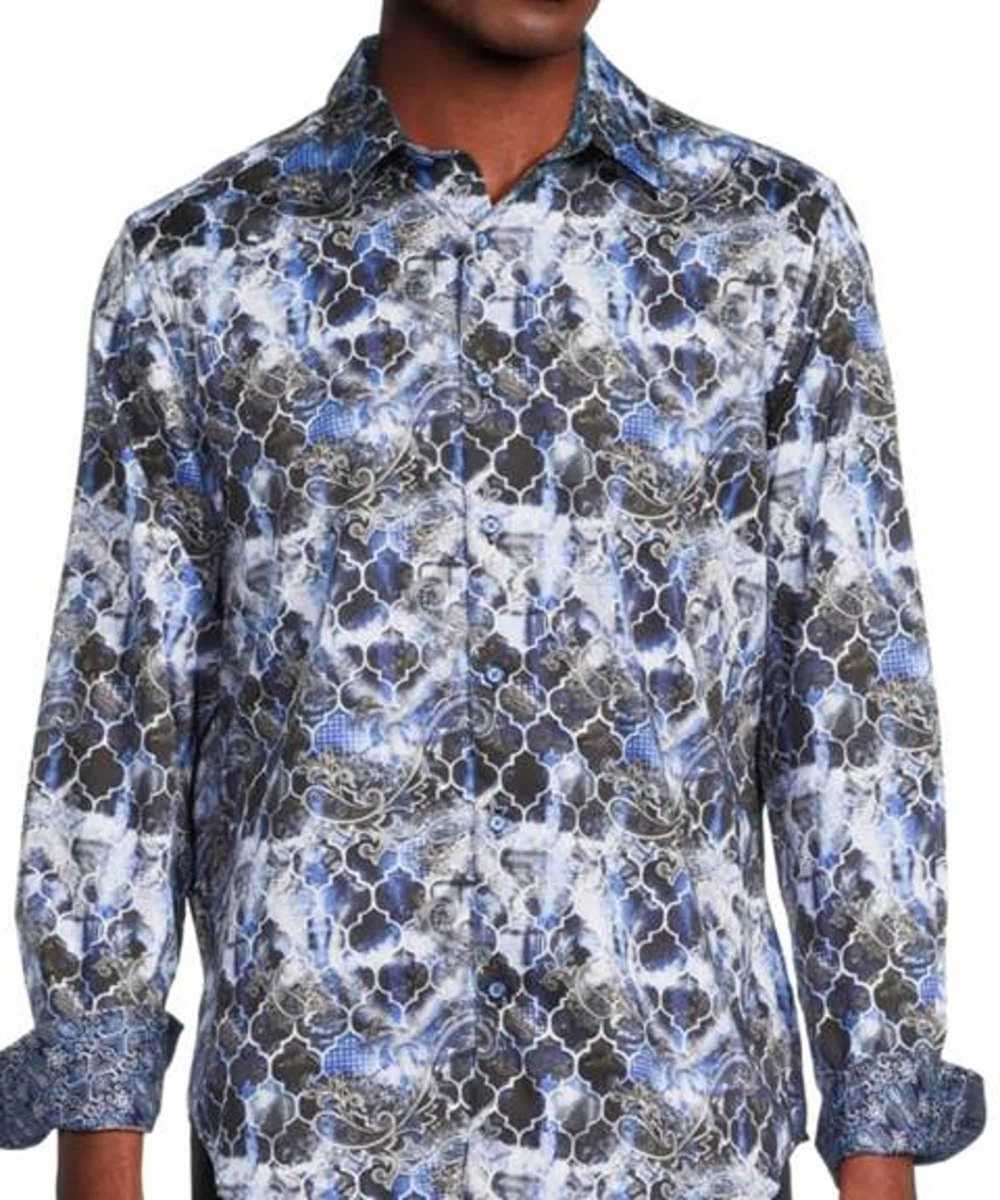 Robert Graham Blue White Abstract Geometric - image 7