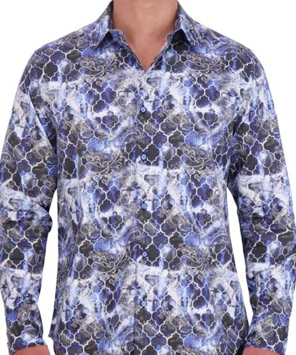 Robert Graham Blue White Abstract Geometric - image 8