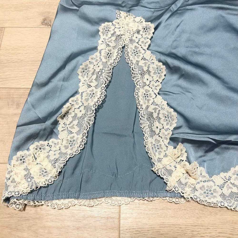 Layered Lingerie Tunic Blue Satin Lace Negligee - image 4