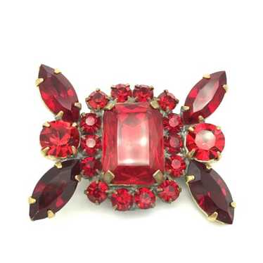 Vintage Red Glass Brooch - Etsy
