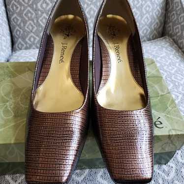 J Renee' Mary Faux Snakeskin Cognac Pumps (10 M)