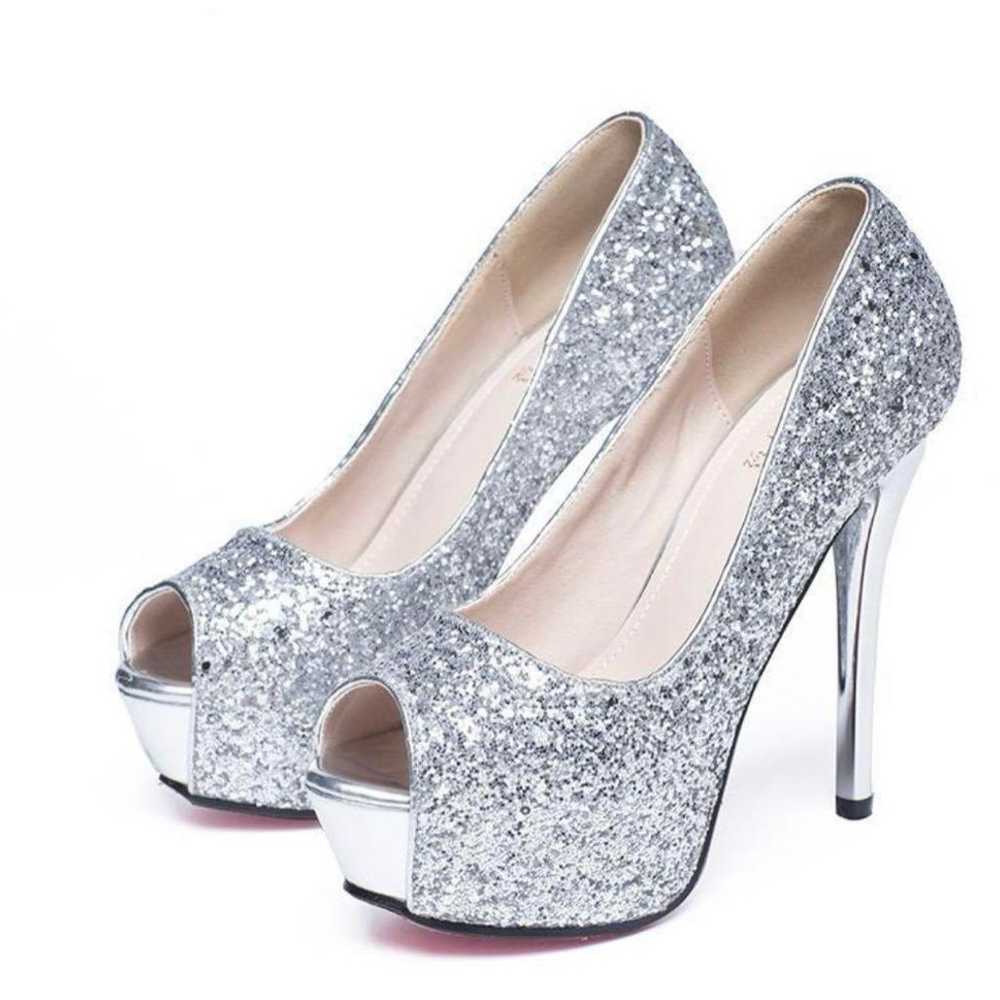 Silver glitter high heel cabaret club - image 7