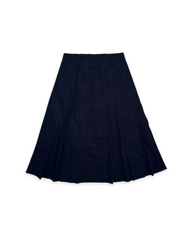 NAVY PLEATED MIDI SKIRT (XS)