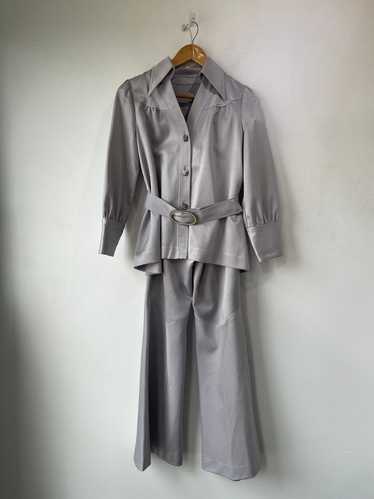 Vintage Silver Metallic Two-Piece Leisure Suit