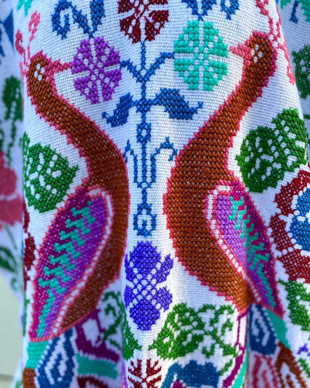 Peacock Daydream Cross Stitch Knit Poncho - image 4