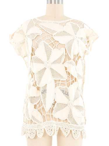 Ivory Patchwork Cotton Crochet Top