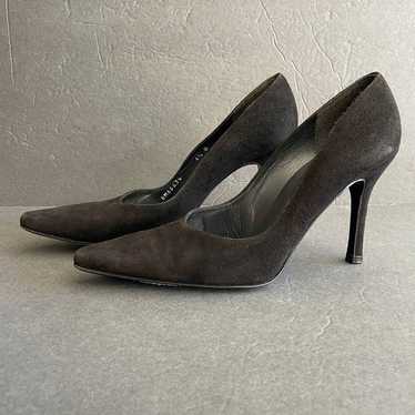 Stuart Weitzman Black Suede Nubuck Pointed Toe Pum