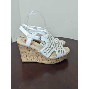 Jellypop Hattie Cork Wedge White Womens Open Toe S