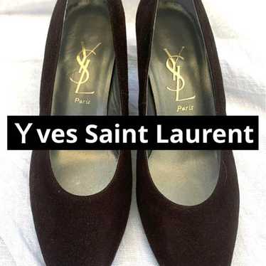 Yves Saint Laurent brown suede pumps.