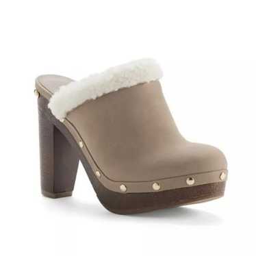 Juicy Couture Anita Fur Lined Wooden Platform Chu… - image 1