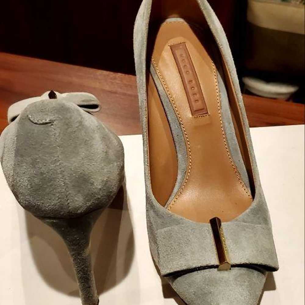 HUGO BOSS Light Gray Suede Pointed Toe High Heels… - image 3