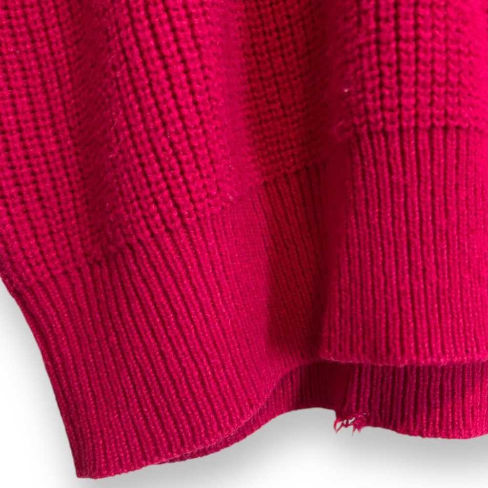 Vintage Vintage 80s Hot Pink V Neck Cable Knit Sw… - image 12