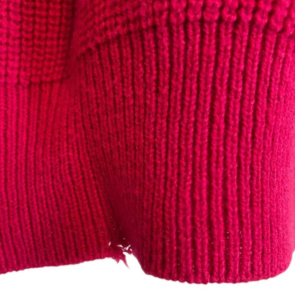 Vintage Vintage 80s Hot Pink V Neck Cable Knit Sw… - image 8