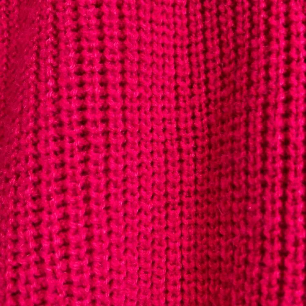 Vintage Vintage 80s Hot Pink V Neck Cable Knit Sw… - image 9