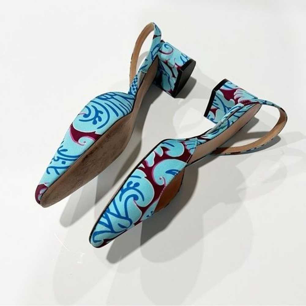 J Crew Blue Jungle Print Block Heel Slingback Pum… - image 3