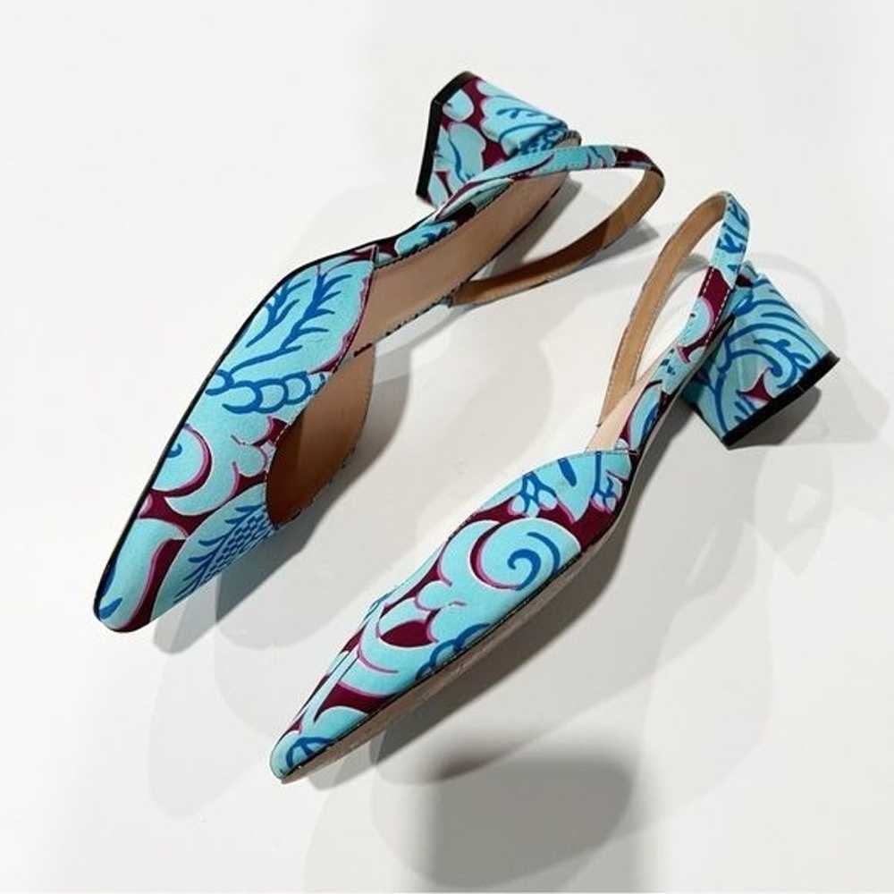 J Crew Blue Jungle Print Block Heel Slingback Pum… - image 5