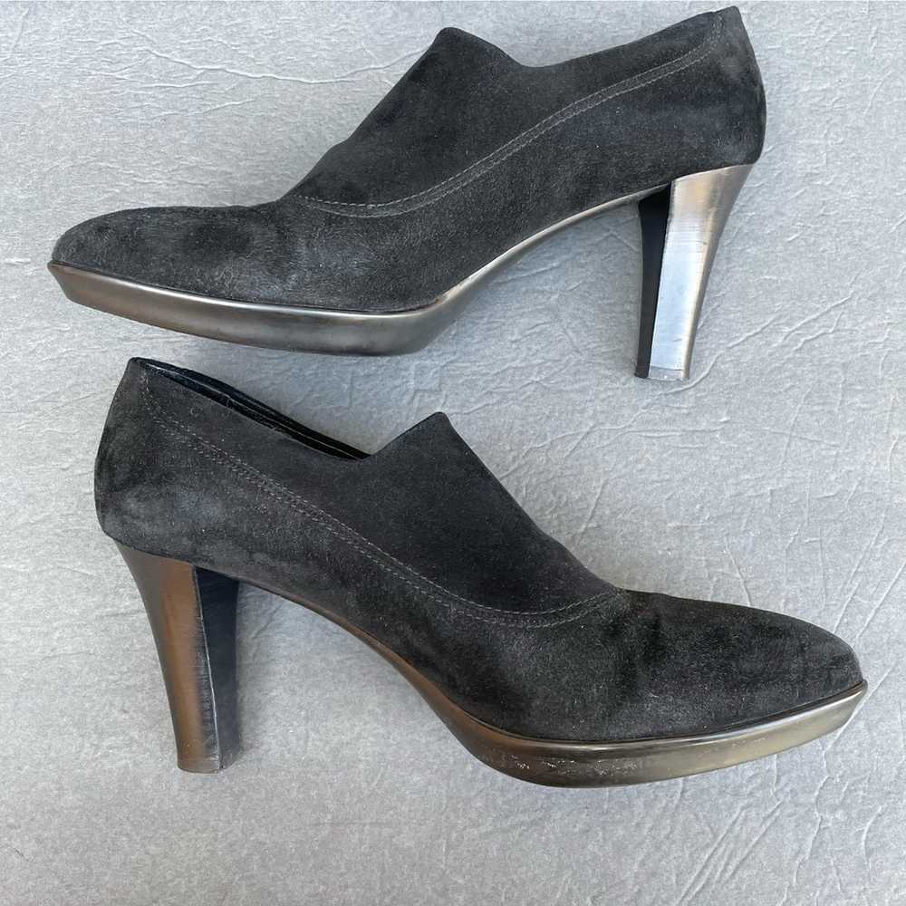 Aquatalia Black Suede Nubuck Heels Italy 10 - image 10