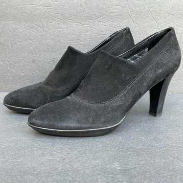 Aquatalia Black Suede Nubuck Heels Italy 10 - image 1