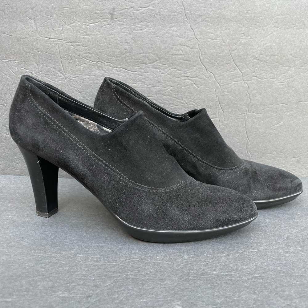 Aquatalia Black Suede Nubuck Heels Italy 10 - image 5