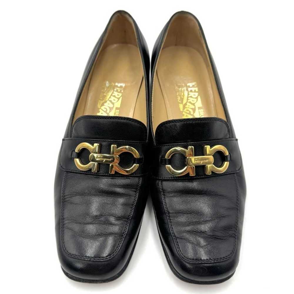 【Beautiful item】Ferragamo Gancini Heel Loafers Bl… - image 2