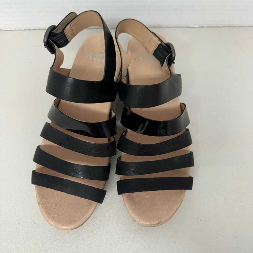 Dansko Black Leather Strappy Sandals Chunky Heels… - image 3