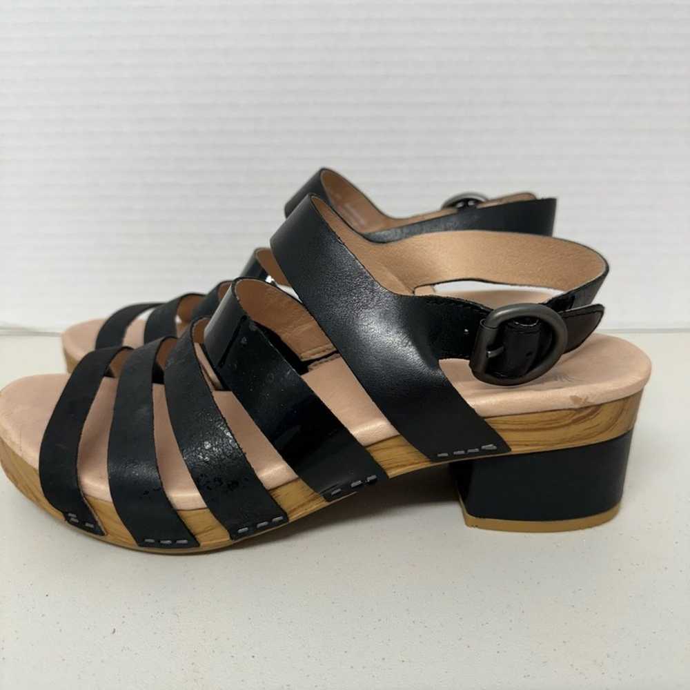 Dansko Black Leather Strappy Sandals Chunky Heels… - image 5