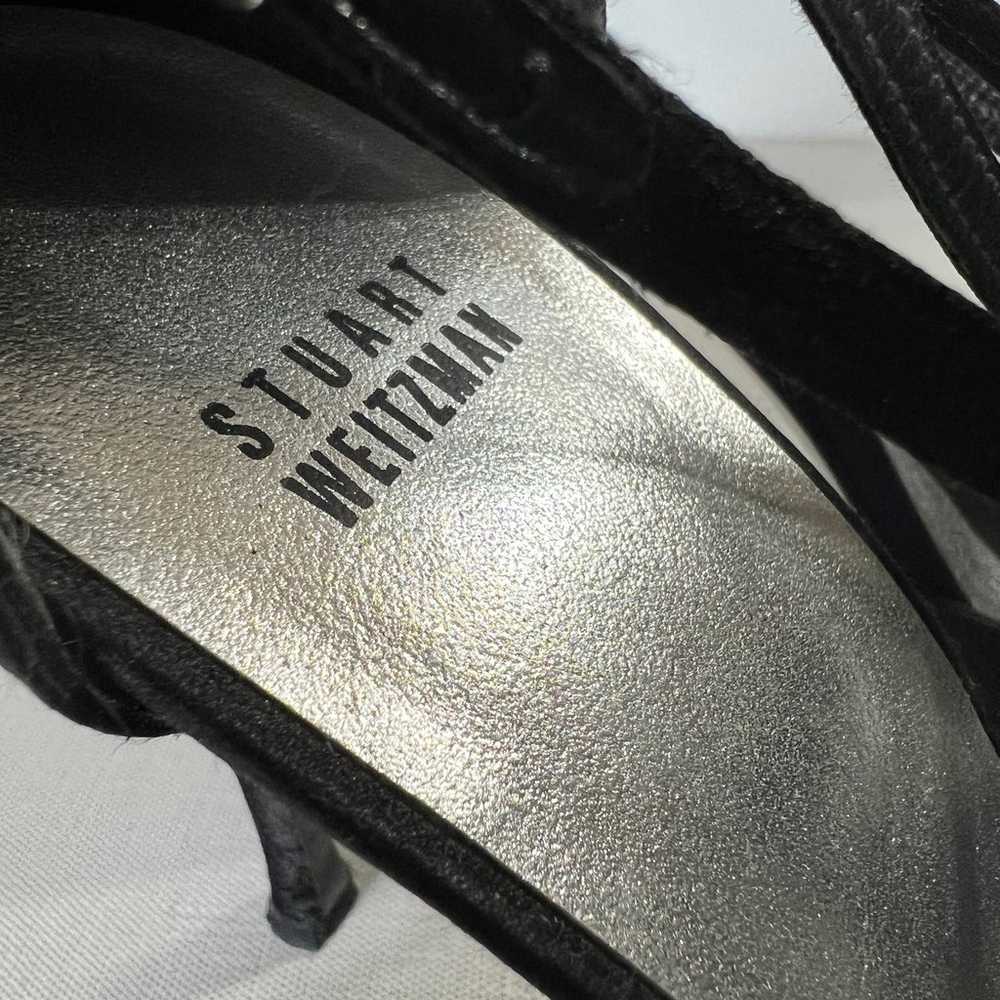 Stuart Weitzman Black Satin T-Strap Rhinestones E… - image 6